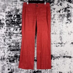 Cabi Pants Womens Size 2 Red Wide Leg Linen Blend Bohemian Hippie Stretch